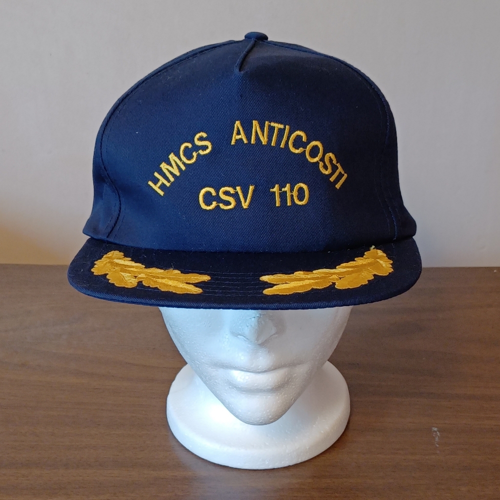 Vintage 1990s AJM Headwear HMCS Anticosti CSV 110 Trucker Hat Ball Cap Snapback